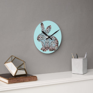 Reloj de pared de chocolate y azules Mandala Rabbi