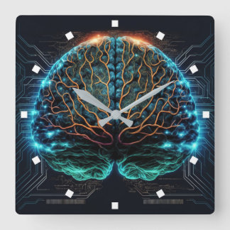 Reloj de pared de cibercerebro informático