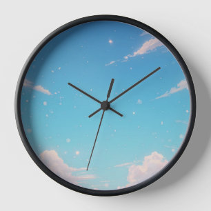 Reloj de pared de cielo azul con nubes