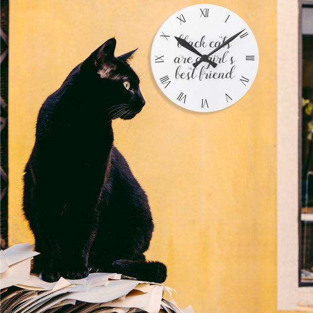 Reloj de pared de citas de mejor amigo del gato ne (Black cats are a girl's best friend! Hang this clock on your wall :))