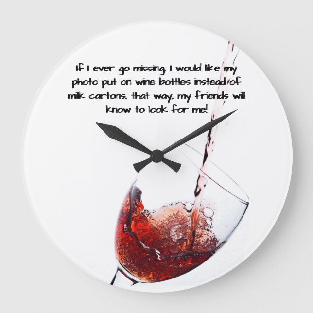 Reloj de pared de citas de vinos divertidos (Anverso)