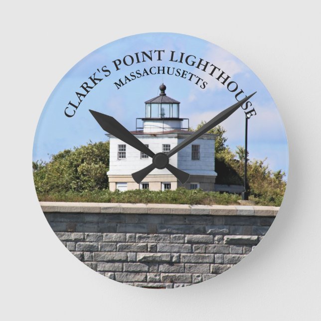 Reloj de pared de Clarks Point Lighthouse Massachu (Anverso)