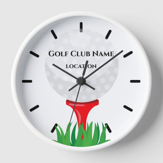 Reloj de pared de club de golf, marco de madera bl (Anverso)