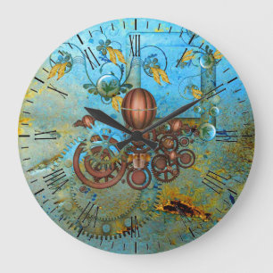 Reloj de pared de cobre acuático de collage steamp