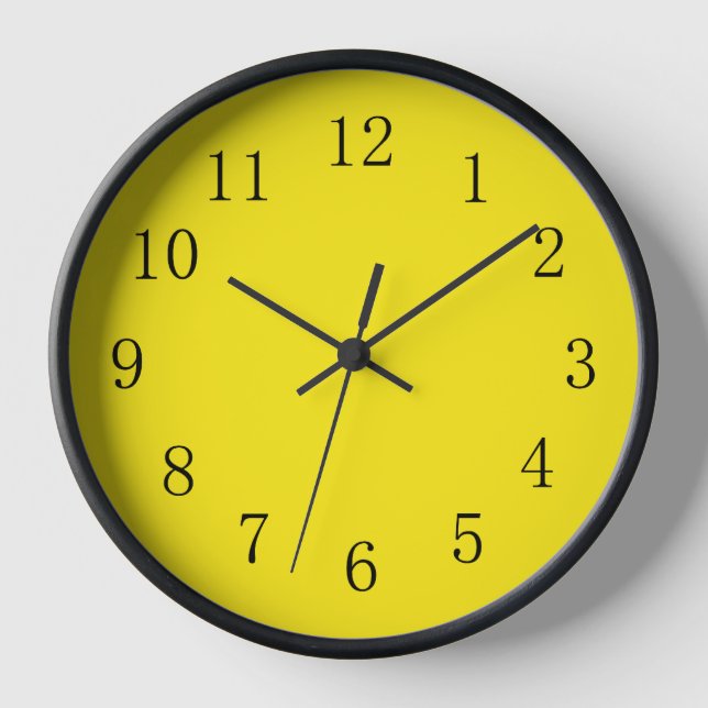 Reloj de pared de cocina amarillo limón brillante (Anverso)