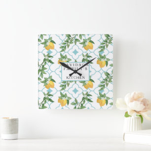 Reloj de pared de cocina amarillo y Verde azulado