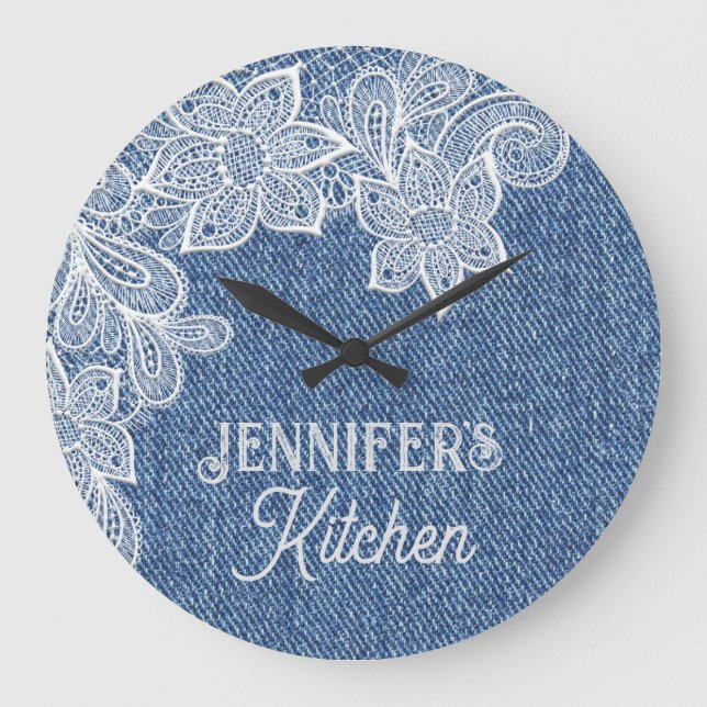 Reloj de pared de cocina azul personalizado Jean (Anverso)