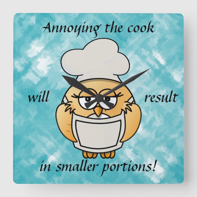 Reloj de pared de cocina búho azul lindo (Anverso)