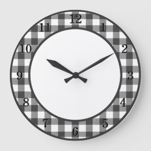 Reloj de pared de cocina con cuadros negros y blan