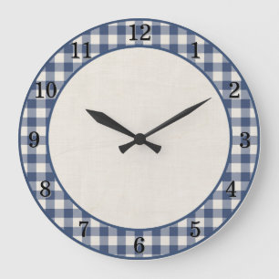 Reloj de pared de cocina con gingham azul patrióti
