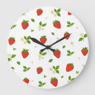Reloj de pared de cocina con patrón de fresa