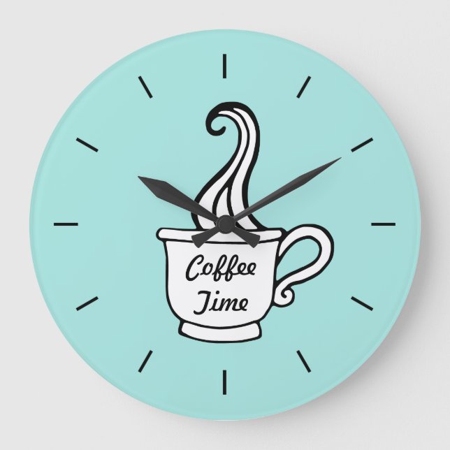 Reloj de pared de cocina de café Retro Aqua Diner (Anverso)
