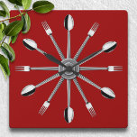 Reloj de pared de cocina de cuchara y horquilla<br><div class="desc">Gran reloj de pared de cocina con un diseño de tenedor y cuchara. Por favor,  tenga en cuenta que no hay ningún tenedor o cuchara en este reloj,  es sólo un diseño impreso.</div>