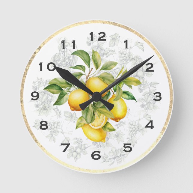 Reloj de pared de cocina de limón y fruta 3 (Anverso)