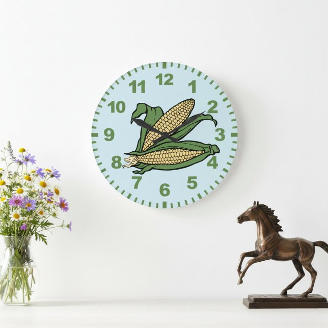 Reloj de pared de cocina de maíz (Corn kitchen wall clock.)