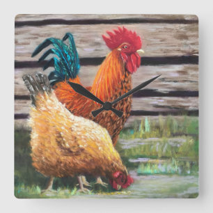 Reloj de pared de cocina de pollo de campo