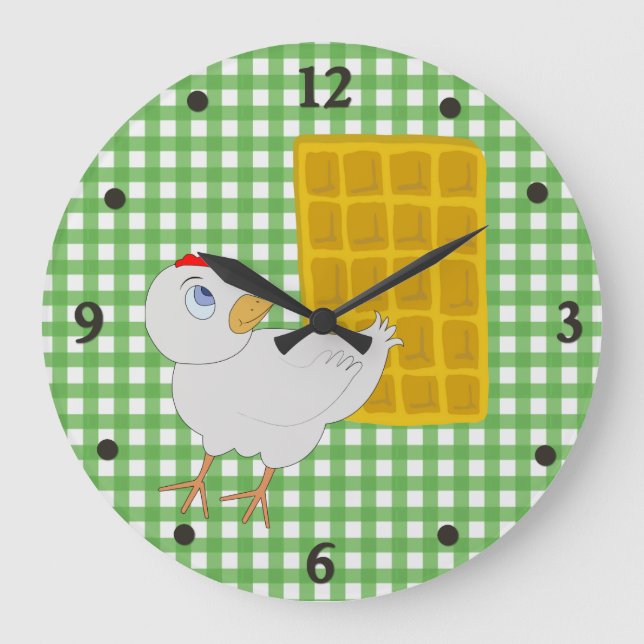 Reloj de pared de cocina de pollo y waffle (Anverso)