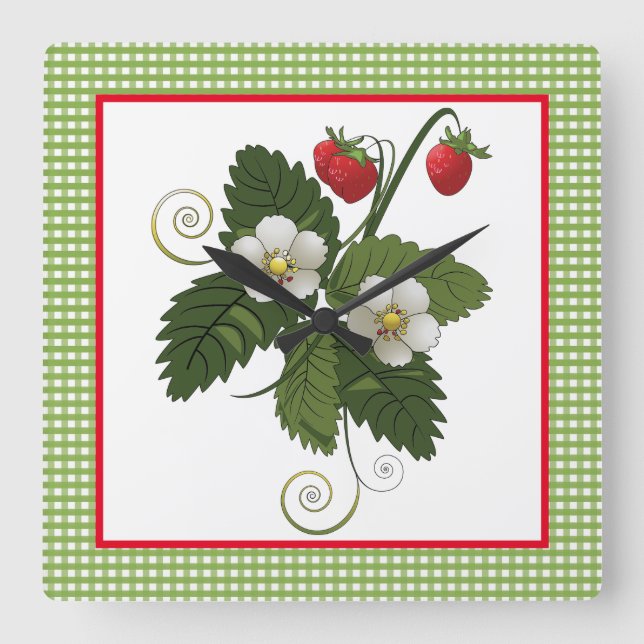 Reloj de pared de cocina decorativo de fresa (Anverso)