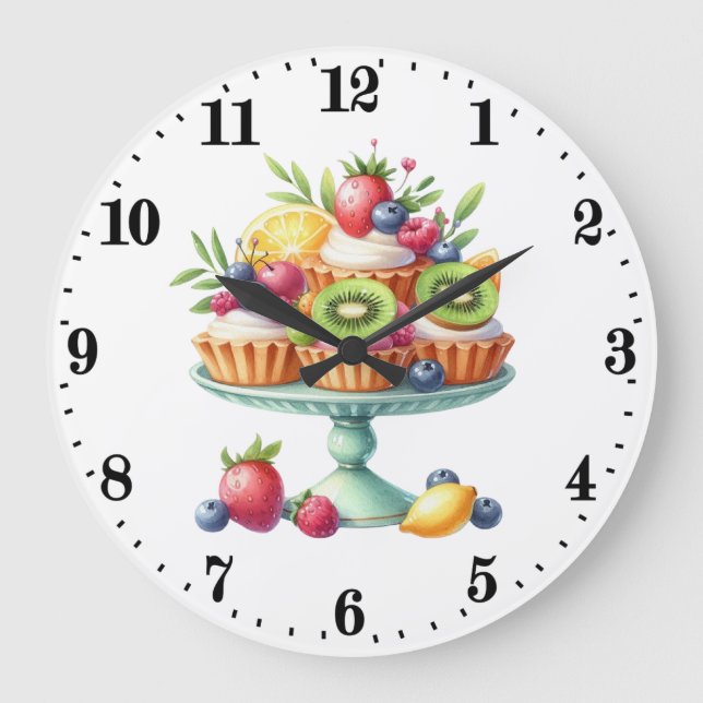 Reloj de pared de cocina para amantes de cupcakes  (Anverso)