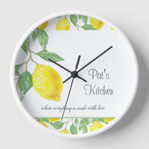 Reloj de pared de cocina personalizado con limón c