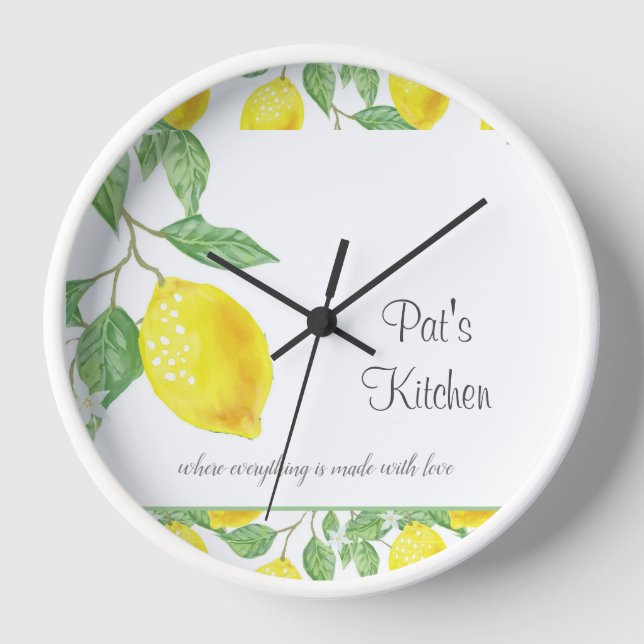 Reloj de pared de cocina personalizado con limón c (Anverso)