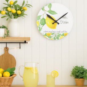 Reloj de pared de cocina personalizado con limón c