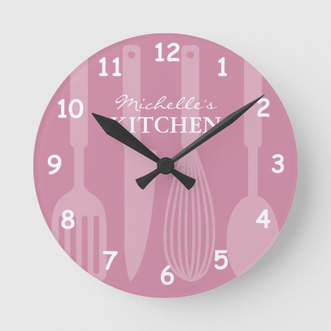 Reloj de pared de cocina personalizado con utensil (Anverso)