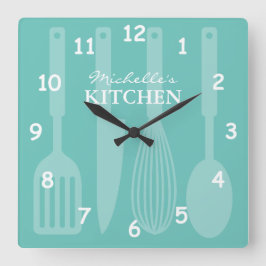 Reloj de pared de cocina personalizado con utensil