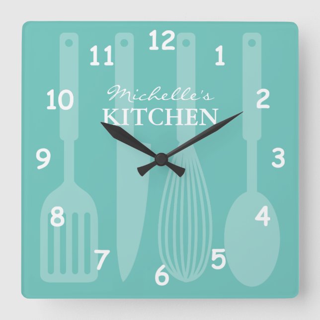 Reloj de pared de cocina personalizado con utensil (Anverso)