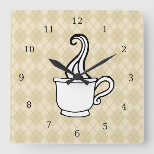 Reloj de pared de cocina retro de café