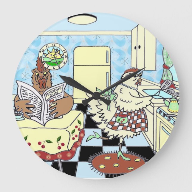 Reloj de pared de cocina retro divertido (Anverso)