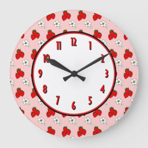 Reloj de pared de cocina retro Flor de Fresa