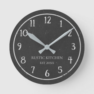 Reloj de pared de cocina rústico de pizarra falsa