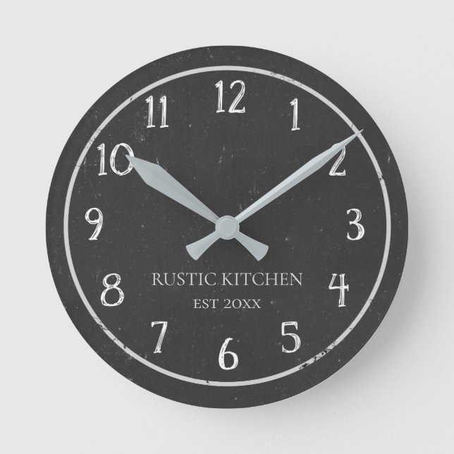 Reloj de pared de cocina rústico de pizarra falsa (Anverso)