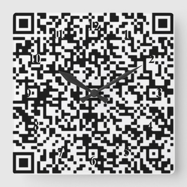 Reloj de pared de código QR - Moderno - Blanco y n (Anverso)