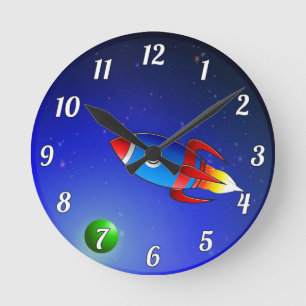 Reloj de pared de cohete espacial infantil