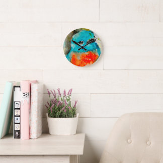 Reloj de pared de color de agua para aves único