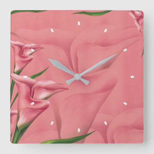Reloj de pared de color de malva de la flor de
