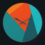 Reloj de pared de color verde azulado y Naranja<br><div class="desc">Colorido reloj de pared de bloques de color verde azulado y naranja</div>