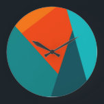 Reloj de pared de color verde azulado y Naranja<br><div class="desc">Colorido reloj de pared de bloques de color verde azulado y naranja</div>