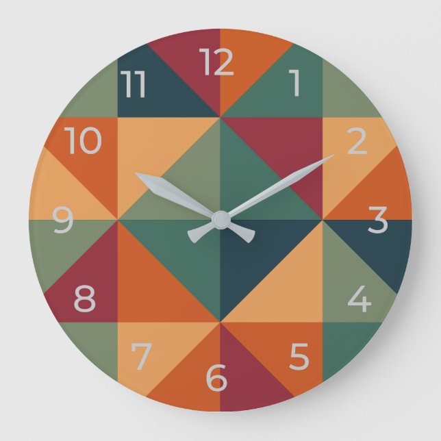 Reloj de pared de colores retro geométrico (Anverso)