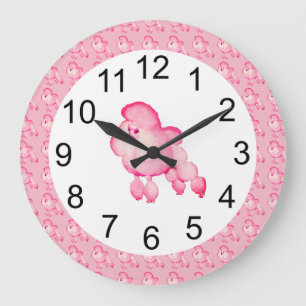 Reloj de pared de conejillo rosado floffy retro