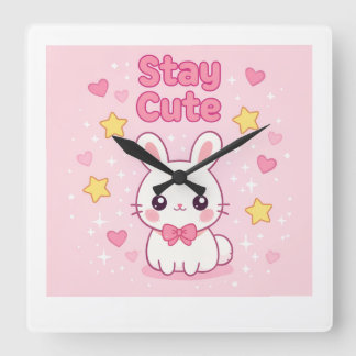 Reloj de pared de conejito rosa lindo