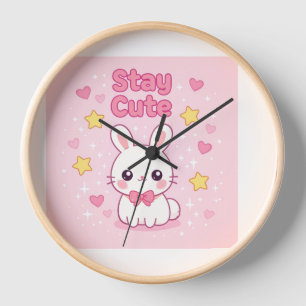 Reloj de pared de conejito rosa lindo