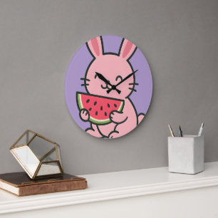 Reloj de Pared de Conejo Lindo Comiendo Zanahoria 