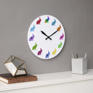 Reloj de pared de conejos Bunny de purpurina Color