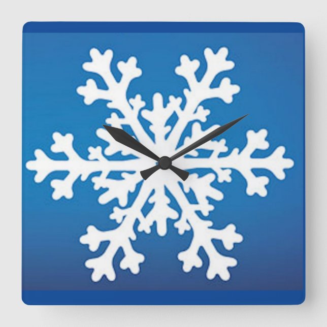 Reloj de pared de copo de nieve azul (Anverso)