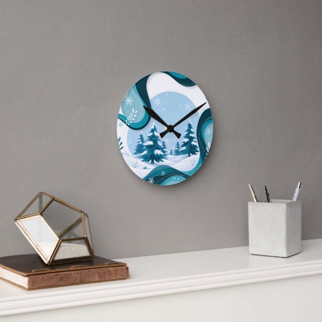 Reloj de pared de copo de nieve azul turquesa de i (Oficina)