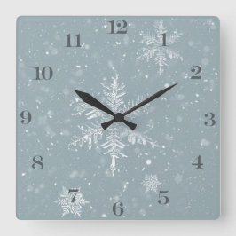 Reloj de pared de copo de nieve en invierno