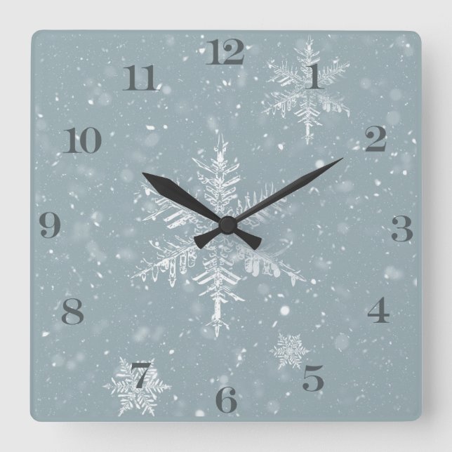Reloj de pared de copo de nieve en invierno (Anverso)